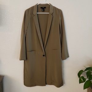 H&M long olive blazer, size 6
